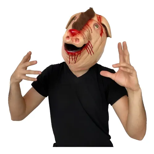 Máscara De Pig Mask Motel Hell Disfraz Halloween Terror Color Rosa Claro 4