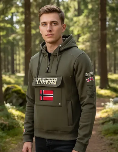 Hoodie Geographical Norway Gymclass - A Pedido_exkarg M Verde