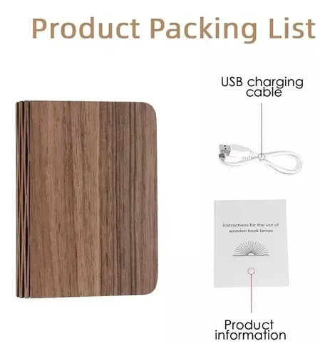 Lampara De Madera Plegable Usb - A Pedido_exkarg Madera 2