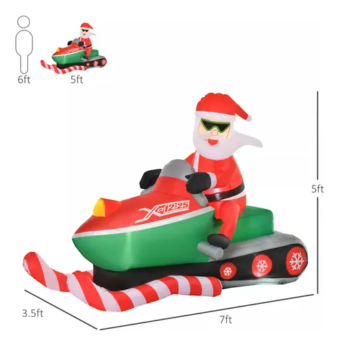Papa Noel Inflable Motonieve - A Pedido_exkarg Rojo 3