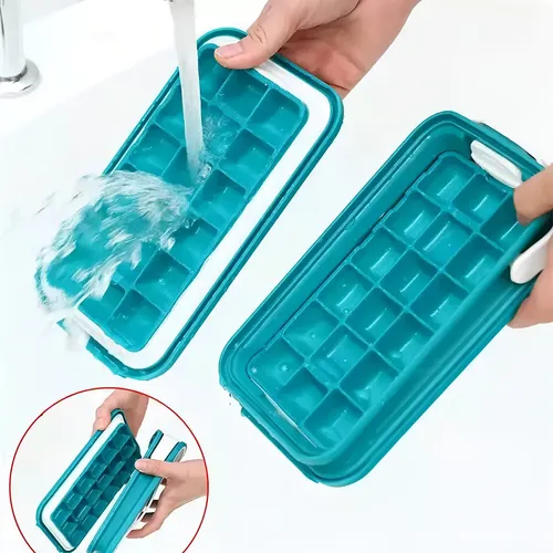 Molde De Silicona Para Cubitos De Hielo Con 36 Compartimento Color Azul 3