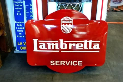 Cartel Enlozado  Lambretta Enamel - A Pedido_exkarg Rojo Y Blanco 2