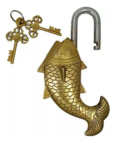 Candado Bronce Solido Pescado - A Pedido_exkarg Bronce 3