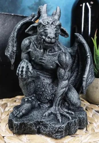 Estatua De Gárgola Gótica De Cabra Sabátic - A Pedido_exkarg Gris 2