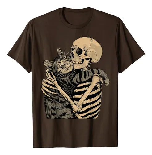 Remera Skeleton Hugging Cat - A Pedido_exkarg Azul S 7