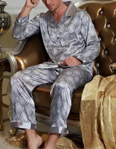Pijama De Hombre Satin Pajamas Set - A Pedido_exkarg Azul Xxx 5