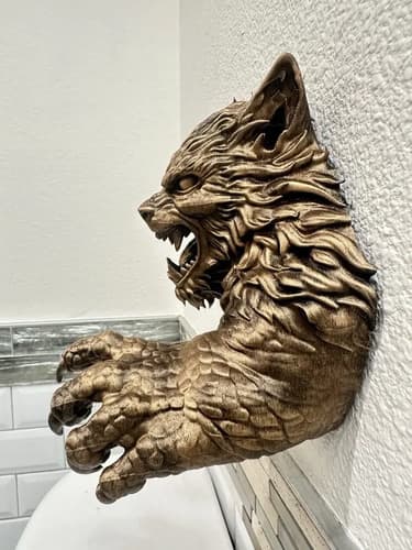 Estatua De Pared Gothic Hombre Lobo - A Pedido Dorado 3