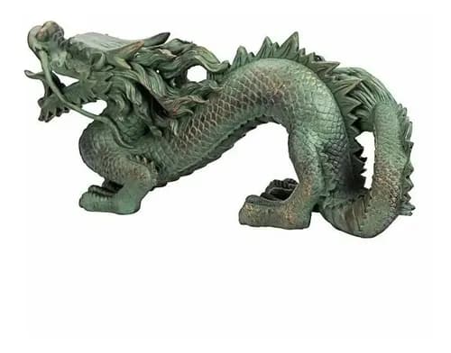 Adorno Decorativo Katlot Asian Dragon - A Pedido_exkarg Bronce Con Pátina Verde 3
