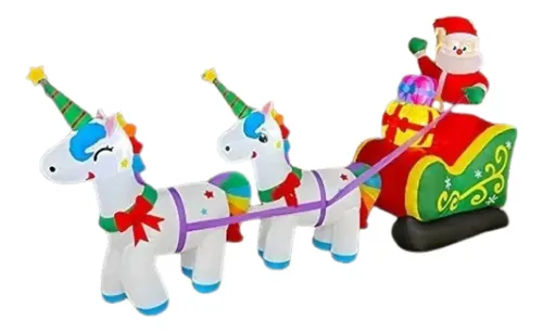 Papa Noel + Trineo Y Unicornios - A Pedido_exkarg Rojo