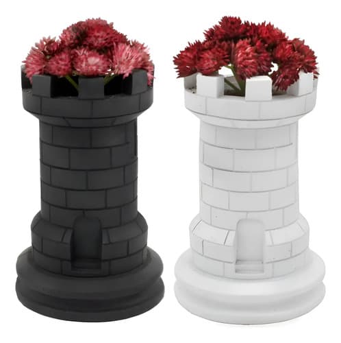 Set De 2 Macetas Castillo Ajedrez - A Pedido_exkarg Blanco