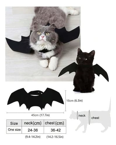 Disfraz Para Gatos Alas De Murcielago - A Pedido_exkarg Negro 2