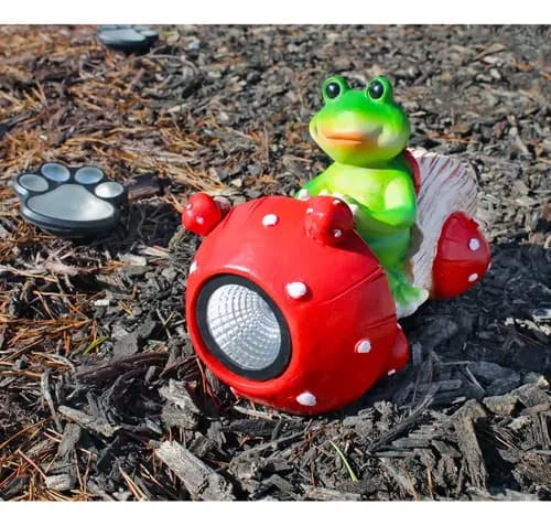 Luz Solar Rana De Jardin - A Pedido_exkarg Rojo 3