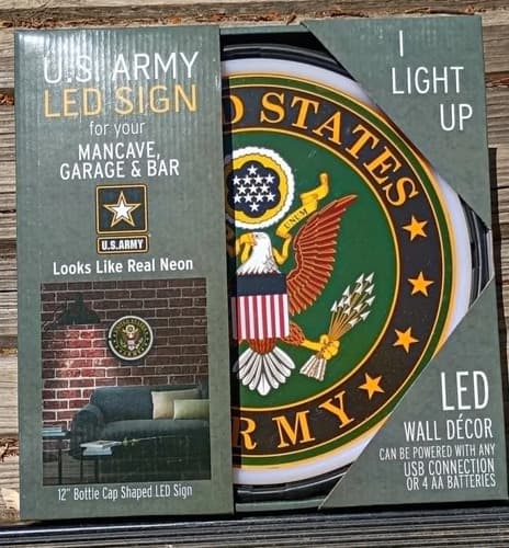 Cartel Decorativo United State Army Led Light - A Pedido Verde