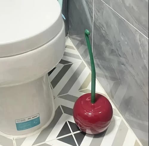 Juego De Escobilla De Baño De Cereza - A Pedido_exkarg Rojo 2