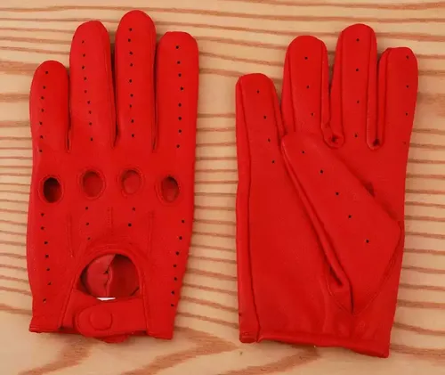 Guantes De Cuero Para Conduccion  - A Pedido_exkarg Blanco Liso Con Perforaciones 8