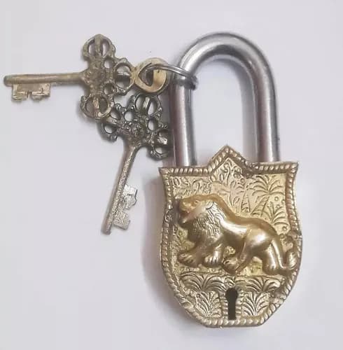 Candado Bronce Lion Engraved - A Pedido_exkarg Dorado 2