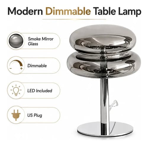 Lampara Bauhaus Mcm Chrome Smoked Glass - A Pedido Cromado 4