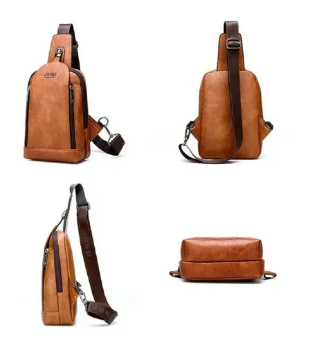 Mochila Cruzada Jeep Original Men Leather - A Pedido_exkarg Negro 4