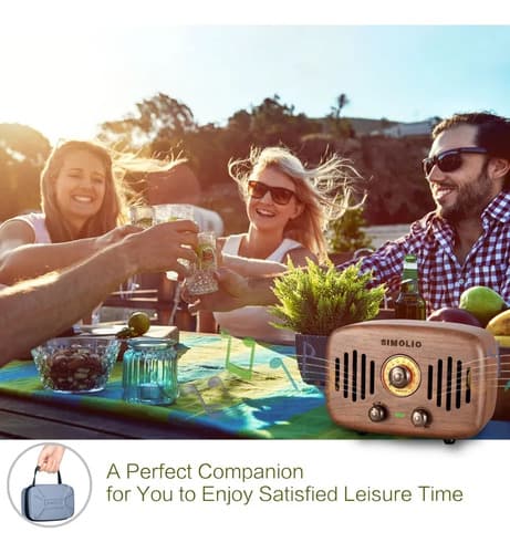 Parlante Simolio Retro Wood Radio Bluetooth - A Pedido Marrón 5