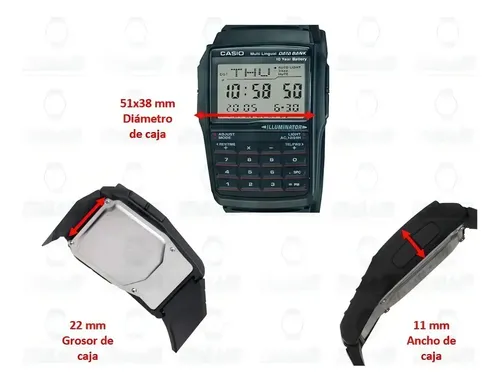 Reloj Casio Dbc32 Negro Vintage Data Bank Calculadora Gris 3