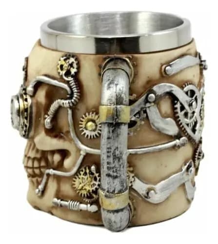 Taza Cafe Steampunk Detective Skull - A Pedido_exkarg Marrón 3