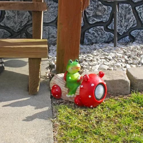 Luz Solar Rana De Jardin - A Pedido_exkarg Rojo 2