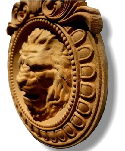 Escultura De Madera Carved Lion - A Pedido_exkarg Marrón 6