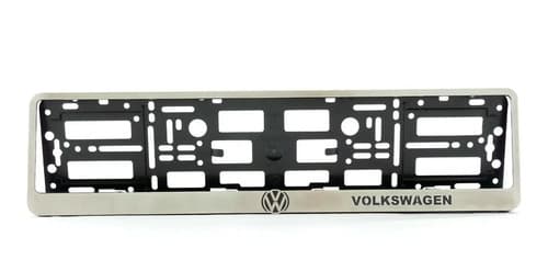 Porta Patente Volkswagen Metal Frame - A Pedido_exkarg Plateado Y Negro 2