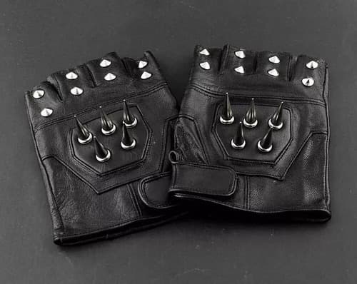 Guantes Sin Dedos Para Hombre Cuero Punk - A Pedido_exkarg Negro 5