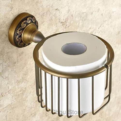 Porta Rollo Papel Higienico Brass Carved - A Pedido_exkarg Dorado 6