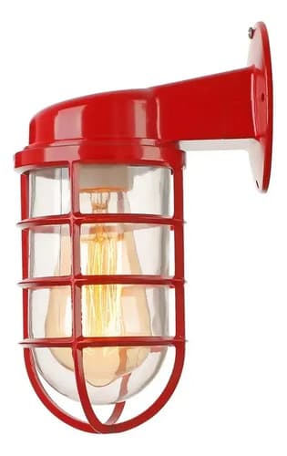 Aplique Luz Fixture Industrial Glass - A Pedido_exkarg Rojo 2