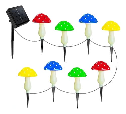Luz De Jardin Solar Hongos - A Pedido_exkarg Azul