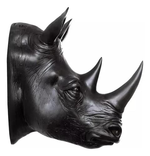 Cabeza Decorativa Rhinoceronte - A Pedido_exkarg Negro 2