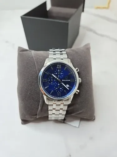 Reloj Bulova Sutton Chronograph Blue Dial - A Pedido Plateado 3