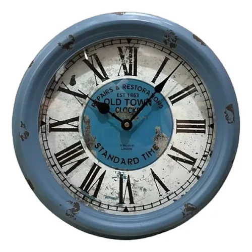Reloj De Pared Old Town Repairs - A Pedido_exkarg Azul