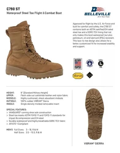 Borcegos Tacticos Belleville C790 St - A Pedido_exkarg Marrón 41 Ar 4