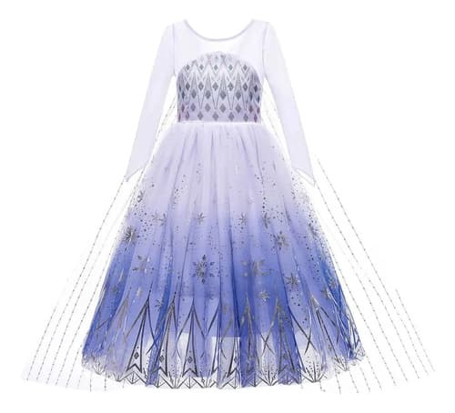 Disfraz Princesa De Frozen Luz Led Niña - A Pedido_exkarg Blanco S