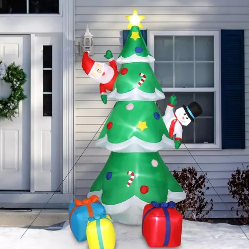 Papa Noel Inflable 8f Arbol Xmas - A Pedido_exkarg Verde 3