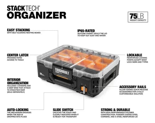 Caja Organizadora Portátil Toughbuilt - A Pedido Negro 2