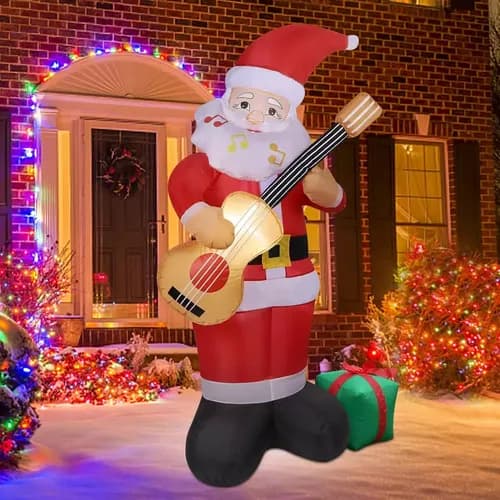 Papa Noel Inflable Con Guitarra Blow Up - A Pedido_exkarg Rojo 3