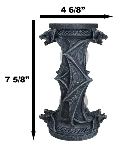 Figura De Reloj De Arena Gótico Reversible - A Pedido Gris Oscuro / Negro Con Detalles Rojos 2