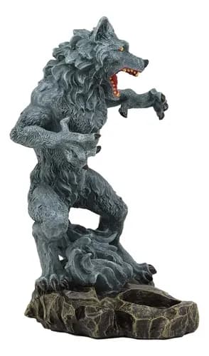 Estatua De Hombre Lobo Gótico Portavelas - A Pedido Negro 3