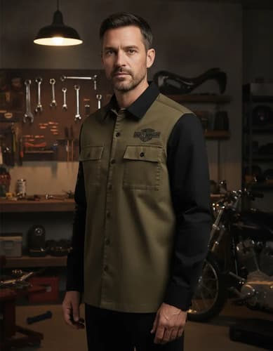 Camisa Harley-davidson Men's Mechanic - A Pedido_exkarg Gris Xl