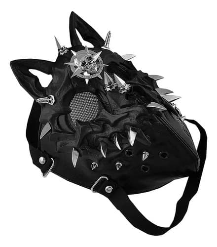 Mascara Halloween Rock Skull Rivet - A Pedido_exkarg Negro Skull 5