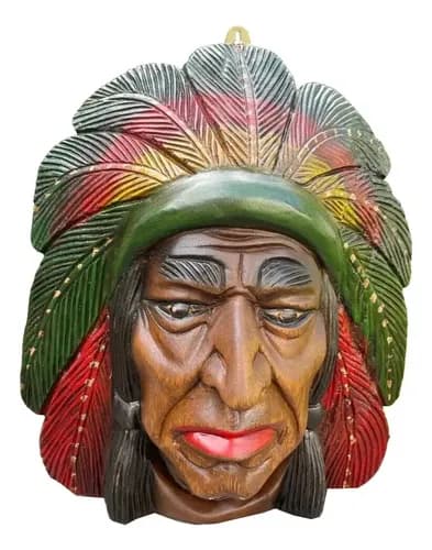 Cabeza Decorativa Madera Jefe Indio - A Pedido_exkarg Marrón 9