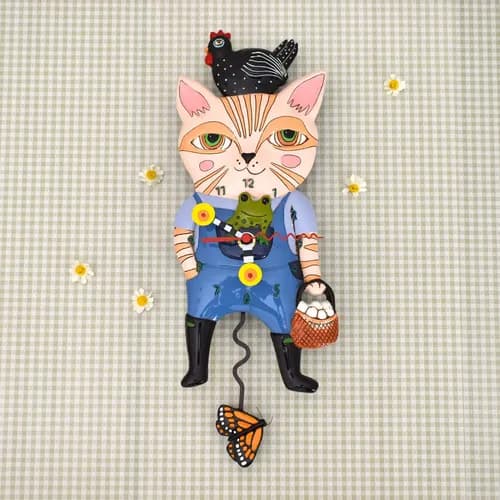 Enesco Allen Designs Country - Reloj Para Gatos, 12.4 Pulga Multicolor 2
