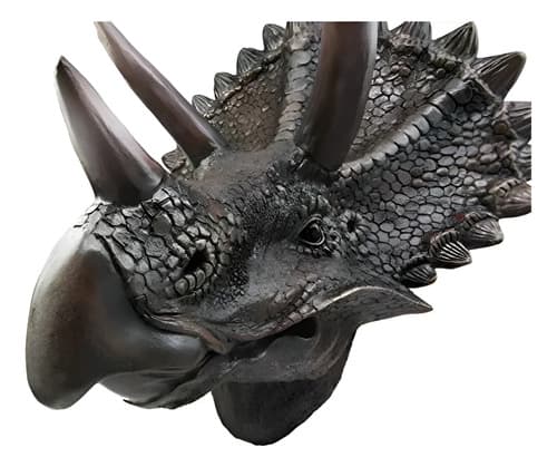 Estatua Jurassic Triceratops Wall Head - A Pedido_exkarg Marrón
