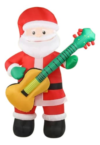 Papa Noel Inflable Con Guitarra - A Pedido_exkarg Rojo