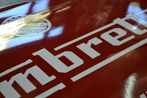 Cartel Enlozado  Lambretta Enamel - A Pedido_exkarg Rojo Y Blanco 3