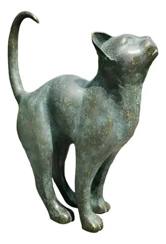 Estatua Decorativa Gato Resina Bronce - A Pedido_exkarg Bronce